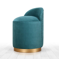 Velvet Pouffe with Gold-Finish Wood Legs