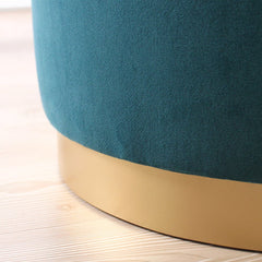 Velvet Pouffe with Gold-Finish Wood Legs