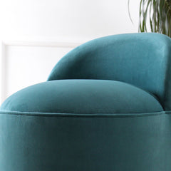 Velvet Pouffe with Gold-Finish Wood Legs