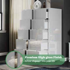 Vertical Chest of Drawers, 5 Drawers, White MDF with Gloss Finish