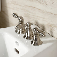 Vertical Spray Bidet Faucet, American Classic, Three-Handle in Brushed Nickel