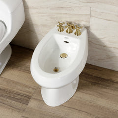 Vertical Spray Bidet Faucet, Heirloom, Three-Handle in Brushed Brass