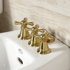 Vertical Spray Bidet Faucet, Heirloom, Three-Handle in Brushed Brass