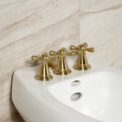 Vertical Spray Bidet Faucet, Heirloom, Three-Handle in Brushed Brass