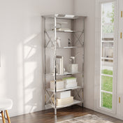 Vertical Storage Rack, 6 Shelf Tiers, Silver Stainless Steel