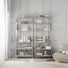 Vertical Storage Rack, 6 Shelf Tiers, Silver Stainless Steel