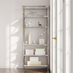 Vertical Storage Rack, 6 Shelf Tiers, Silver Stainless Steel
