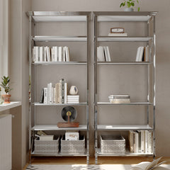 Vertical Storage Rack, 6 Shelf Tiers, Silver Stainless Steel