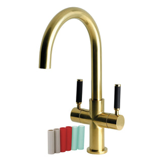 Vessel Bathroom Faucet, Kaiser, Two-Handle Single-Hole in Brushed Brass