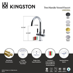 Vessel Bathroom Faucet, Kaiser, Two-Handle Single-Hole in Brushed Brass