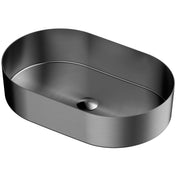 Vessel Bathroom Sink, Cinox, Oval, Stainless Steel, Gray