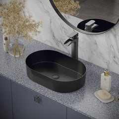 Vessel Bathroom Sink, Cinox, Oval, Stainless Steel, Gray