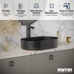 Vessel Bathroom Sink, Cinox, Oval, Stainless Steel, Gray
