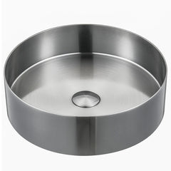 Vessel Bathroom Sink, Cinox, Round, 14.25 Inch, Stainless Steel