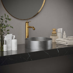 Vessel Bathroom Sink, Cinox, Round, 14.25 Inch, Stainless Steel