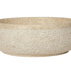 Vessel Bathroom Sink, Circular, Stone, 17 Inch, Beige