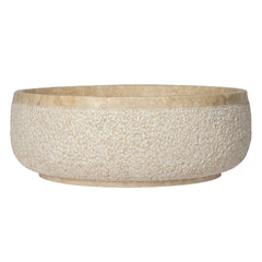 Vessel Bathroom Sink, Circular, Stone, 17 Inch, Beige