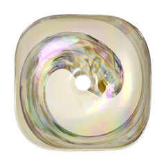 Vessel Bathroom Sink, Lido, Murano Glass, Rounded Square, Abalone