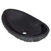Vessel Bathroom Sink, Oval, Absolute Black Granite, 20 Inch