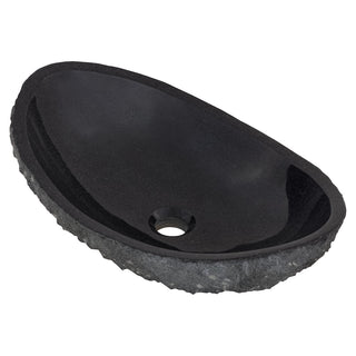 Vessel Bathroom Sink, Oval, Absolute Black Granite, 20 Inch