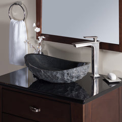 Vessel Bathroom Sink, Oval, Absolute Black Granite, 20 Inch