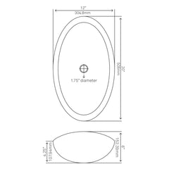 Vessel Bathroom Sink, Oval, Absolute Black Granite, 20 Inch