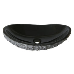 Vessel Bathroom Sink, Oval, Absolute Black Granite, 20 Inch