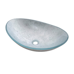 Vessel Bathroom Sink, Oval, Glass, 20 x 14 In