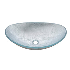 Vessel Bathroom Sink, Oval, Glass, 20 x 14 In