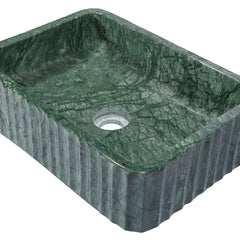 Vessel Bathroom Sink, Rectangular, Dark Green Marble, 18-Inch