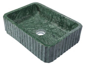 Vessel Bathroom Sink, Rectangular, Dark Green Marble, 18-Inch