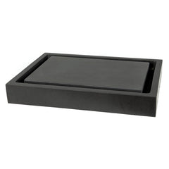 Vessel Bathroom Sink, Rectangular, Honed Lava Stone, Dark Gray