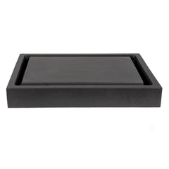 Vessel Bathroom Sink, Rectangular, Honed Lava Stone, Dark Gray