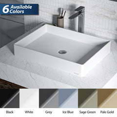 Vessel Bathroom Sink, Sternhagen, Rectangular, 23.63 x 17.75 In, White