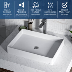 Vessel Bathroom Sink, Sternhagen, Rectangular, 23.63 x 17.75 In, White