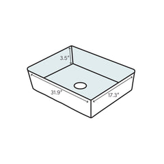 Vessel Bathroom Sink, Teorema, Rectangular, Ceramic, One Hole, White