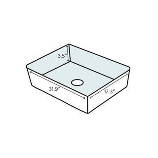 Vessel Bathroom Sink, Teorema, Rectangular, Ceramic, One Hole, White