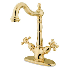 Vessel Faucet, Heritage, Two-Handle 1-or-3 Hole in Polished Brass