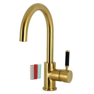 Vessel Faucet, Kaiser, Single-Handle with 1-Hole Deck Mount in Brushed Brass