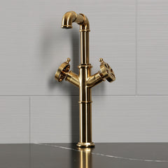 Vessel Sink Faucet, Belknap, Two-Handle Deck Mount in Brushed Brass
