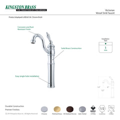 Vessel Sink Faucet, Heirloom, Single Handle with 1 Hole in Polished Chrome