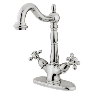 Vessel Sink Faucet, Heritage, Two-Handle Deck Mount in Polished Nickel