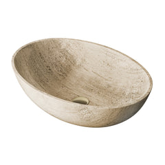 Vessel Sink, Ivy, Oval 20 Inch in Polished Travertine