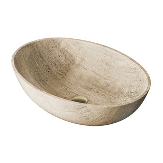 Vessel Sink, Ivy, Oval 20 Inch in Polished Travertine