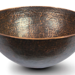 Vessel Sink, Old World, Round, Hand Forged Copper, 13 In., Oil Rubbed Bronze