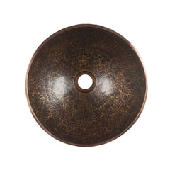 Vessel Sink, Old World, Round, Hand Forged Copper, 13 In., Oil Rubbed Bronze