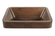 Vessel Sink, Rectangle Skirted, 17 Inch, Hammered Copper, Oil Rubbed Bronze