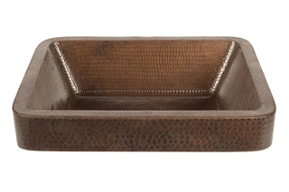 Vessel Sink, Rectangle Skirted, 17 Inch, Hammered Copper, Oil Rubbed Bronze