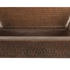 Vessel Sink, Rectangle Skirted, 17 Inch, Hammered Copper, Oil Rubbed Bronze