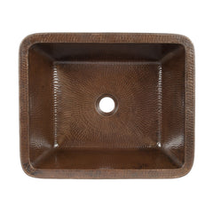 Vessel Sink, Rectangle Skirted, 17 Inch, Hammered Copper, Oil Rubbed Bronze